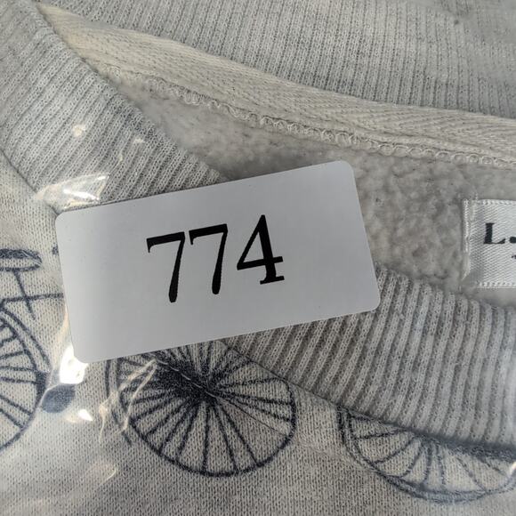 LA Soul Bicycle Print Sweatshirt Women's Grey Fleece Pullover Roses Medium - Picture 12 of 12